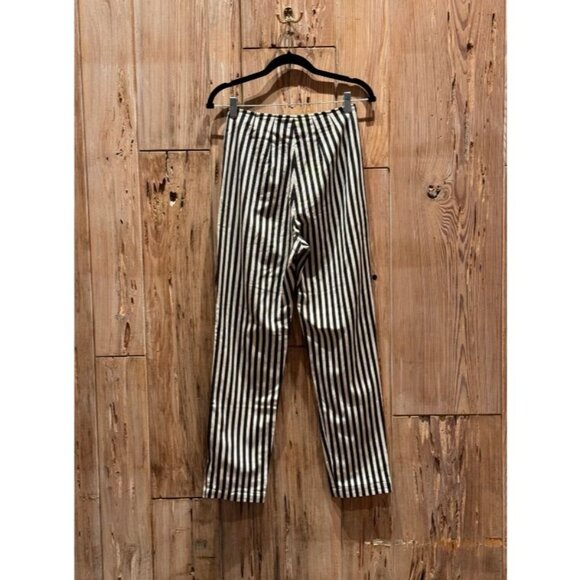 Reformation Black & White Striped High-Waisted Pants With Front Zipper & Pocket - Picture 2 of 5